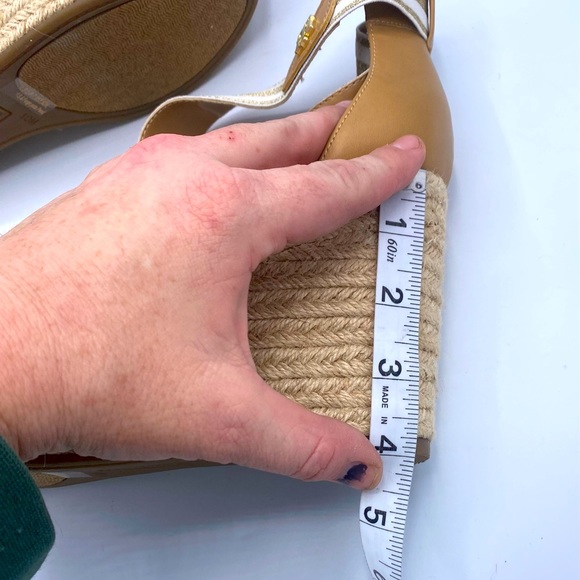 Tommy Hilfiger Theia Gold/White Chunky Straw Espadrille Wedge Sandals NWT Size10 - Picture 14 of 14